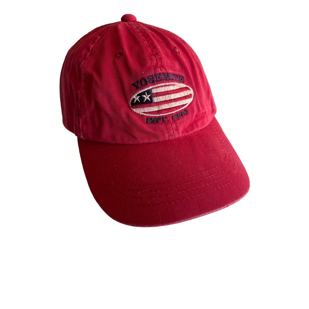 Yosemite National Park Red Hat Cap Flag Adjustable